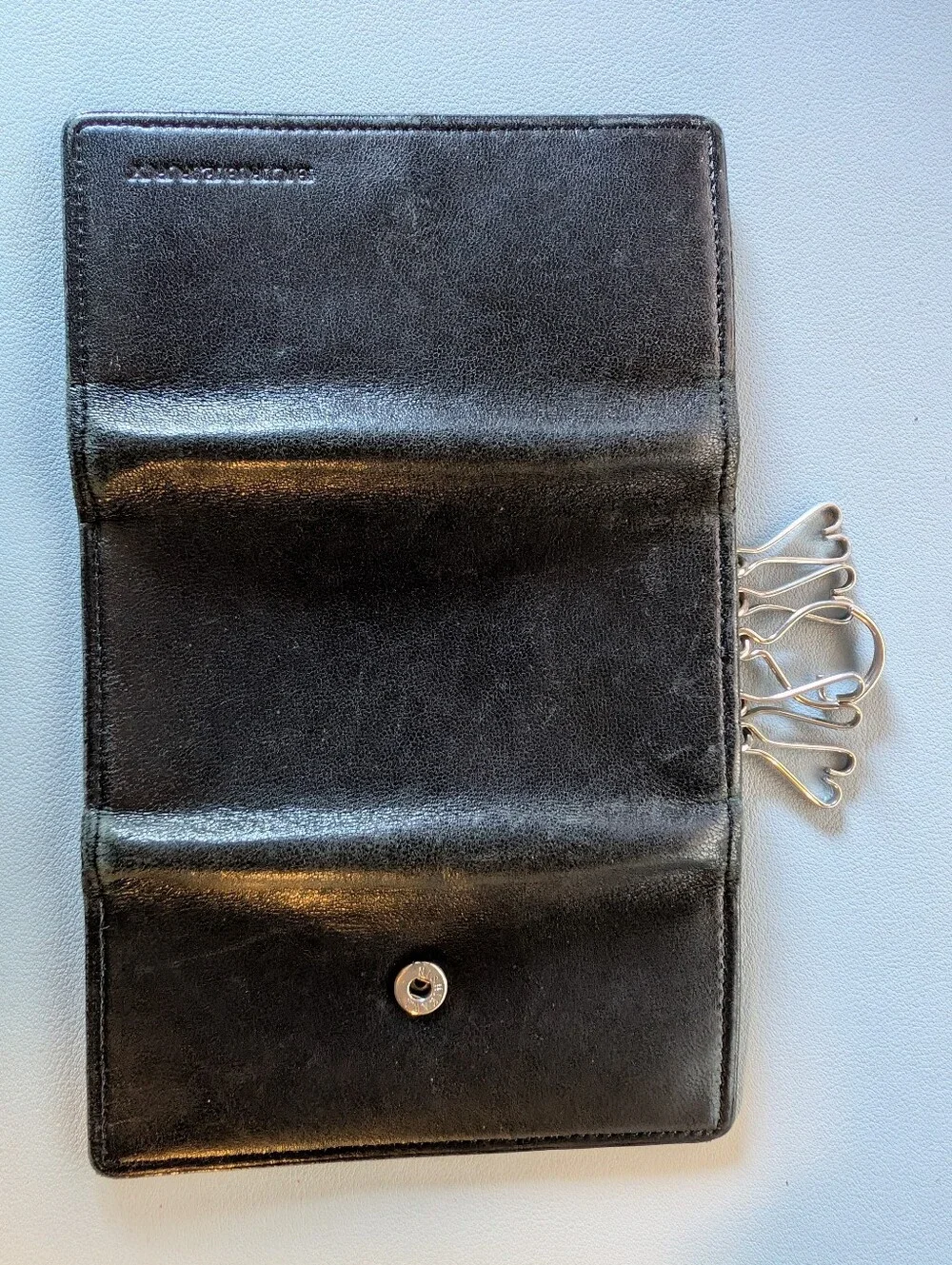 Authentic Vintage BURBERRY Black Leather 5-Hook Key Case Wallet • Excellent!